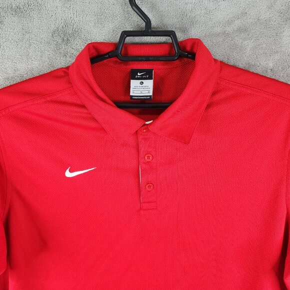 Men's Nike Dri-Fit Red Polo Shirt w/ White Side Short Sleeves Size XL - Picture 5 of 11